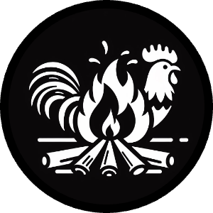 tap for fire sounds, Gallic rooster camp fire