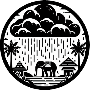tap for jungle sounds, Indian elephant, rain cloud