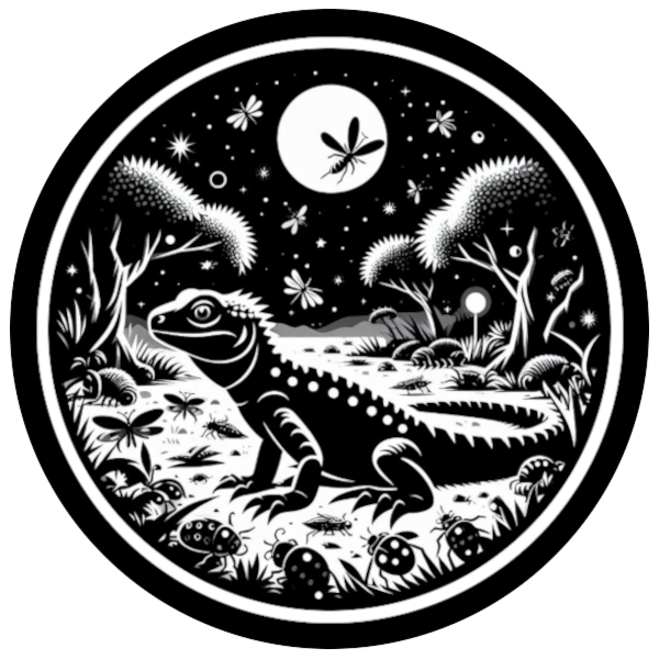 tap for insect sounds, tuatara reptile sparse vegetation